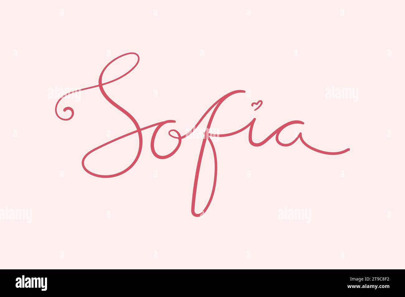 Female name Sofia. Handwritten lettering calligraphy Girl name 