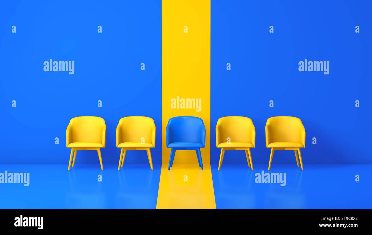 Blue and yellow chairs sale
