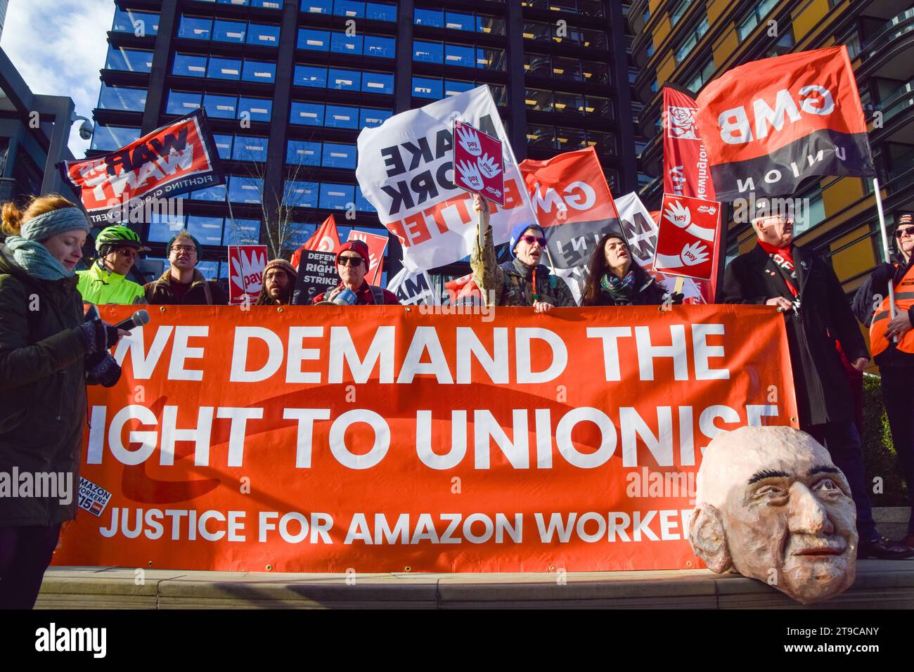 London, England, UK. 24th Nov, 2023. Amazon workers and GMB Union stage ...