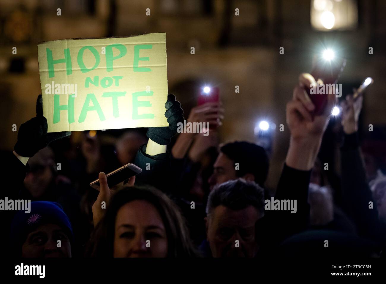 AMSTERDAM - People Are Gathered On Dam Square After A Call To Come ...