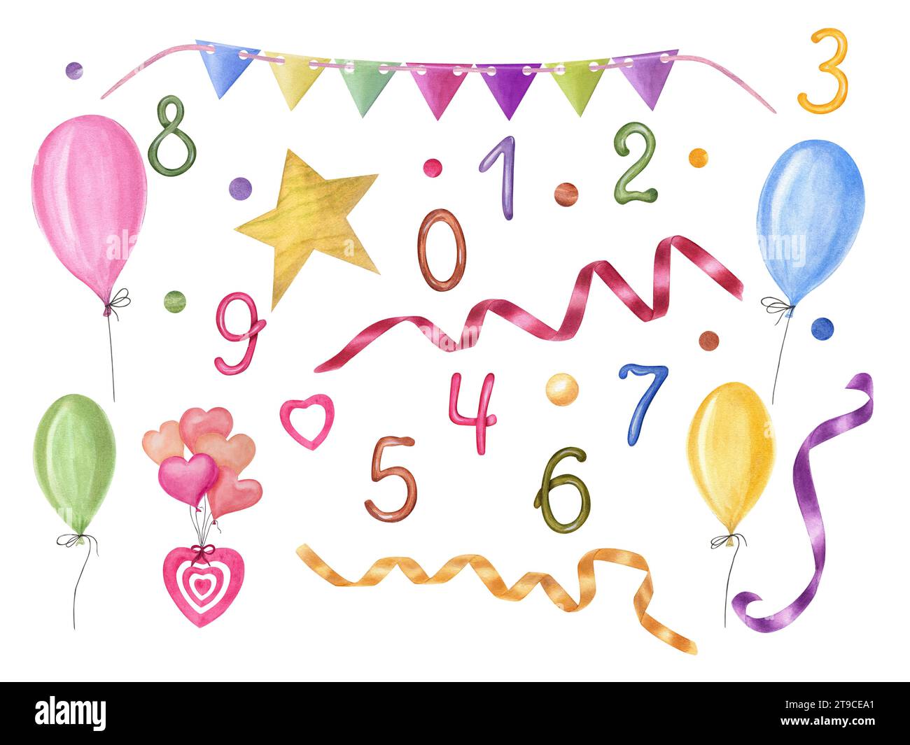 Number Raffle Number 9 Ribbon Congratulatory set for the holiday. Set of numbers from 0 to 9, ribbons ...