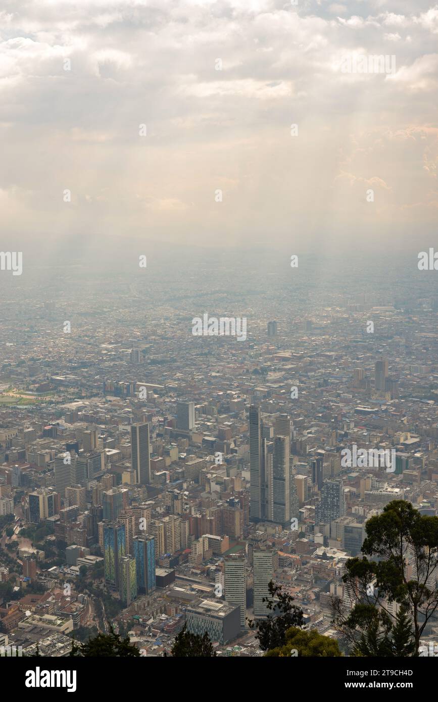 Bogota Skyline from Monserrate Mountain Top Stock Photo