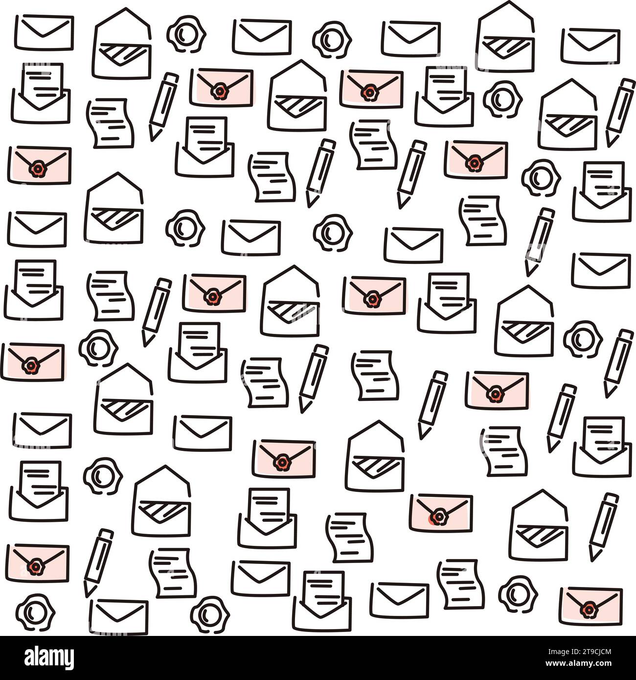 Message and letters sketches Hand drawn background Vector Stock Vector