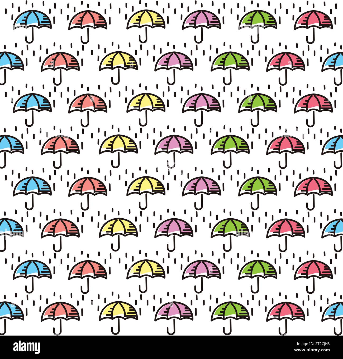 Colored umbrellas hand drawn background Vector Stock Vector