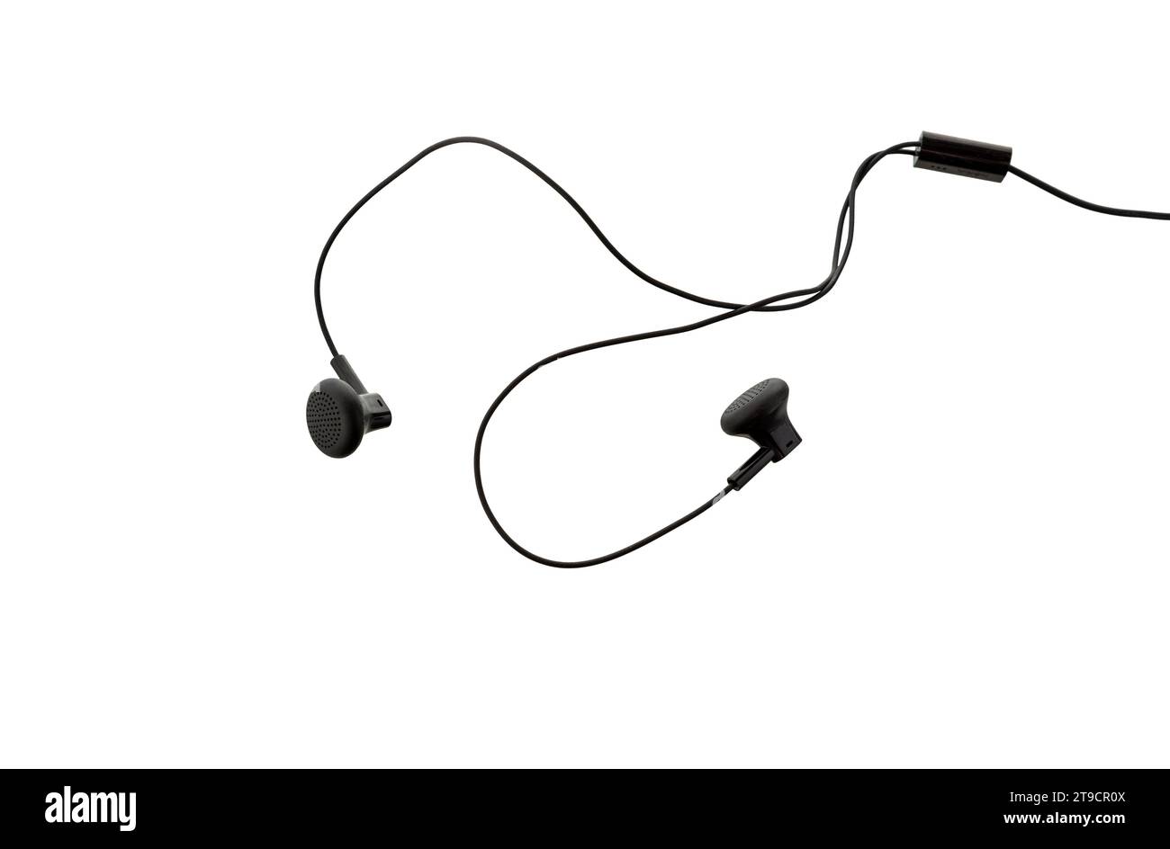 Earphones isolated on white background. Portable audio earphones. Stock Photo