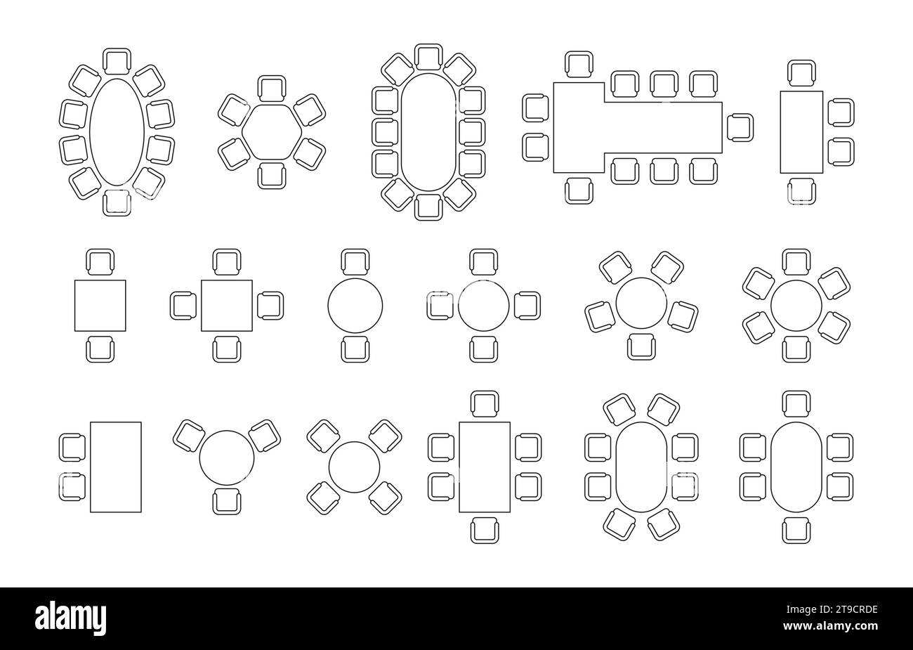 Seats arrangement plan. Floor plan with chairs and tables for