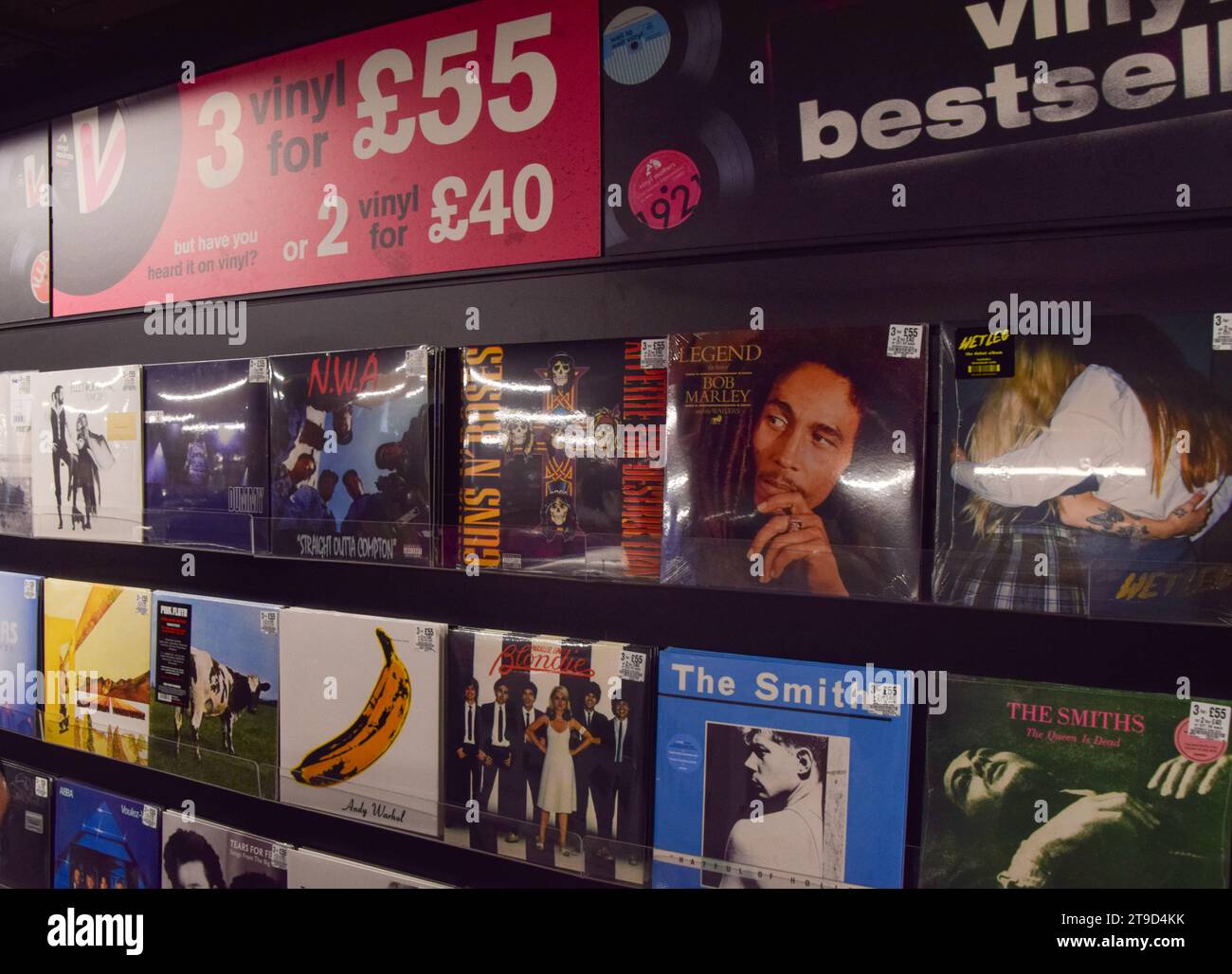 London, UK. 24th November 2023. Records on sale at HMV as the iconic