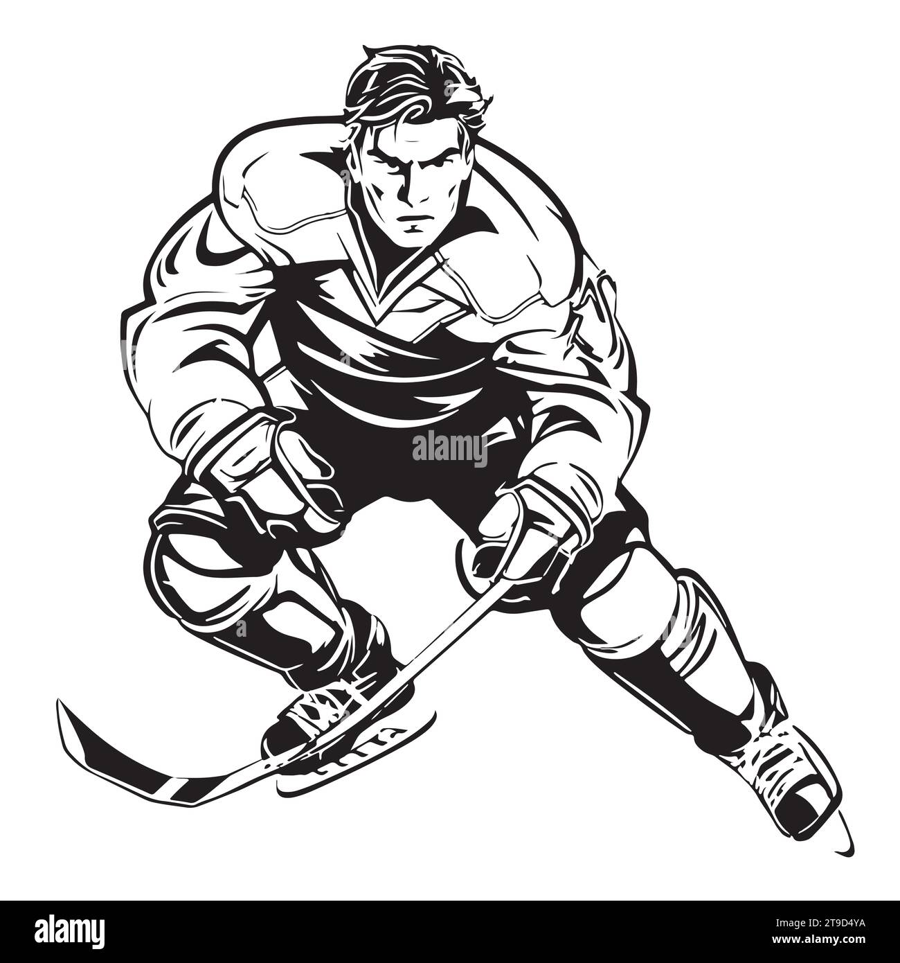 Hockey player sketch hand drawn Vector illustration Sport Stock Vector