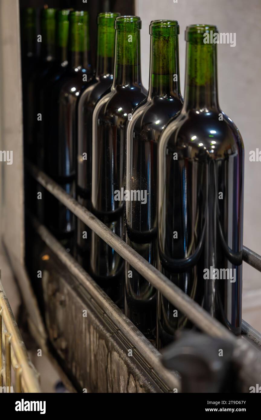 Wine making line, bottling and corking line in underground cellar