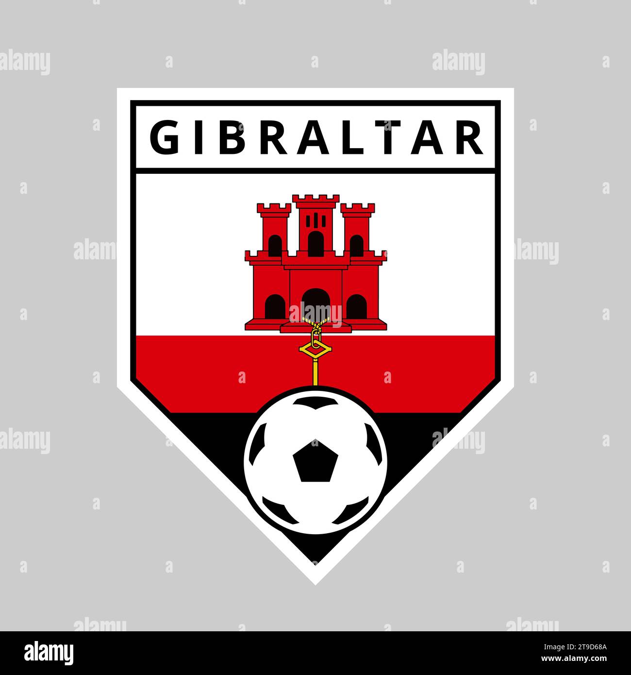 Illustration of Angled Shield Team Badge of Gibraltar for Football Tournament Stock Vector