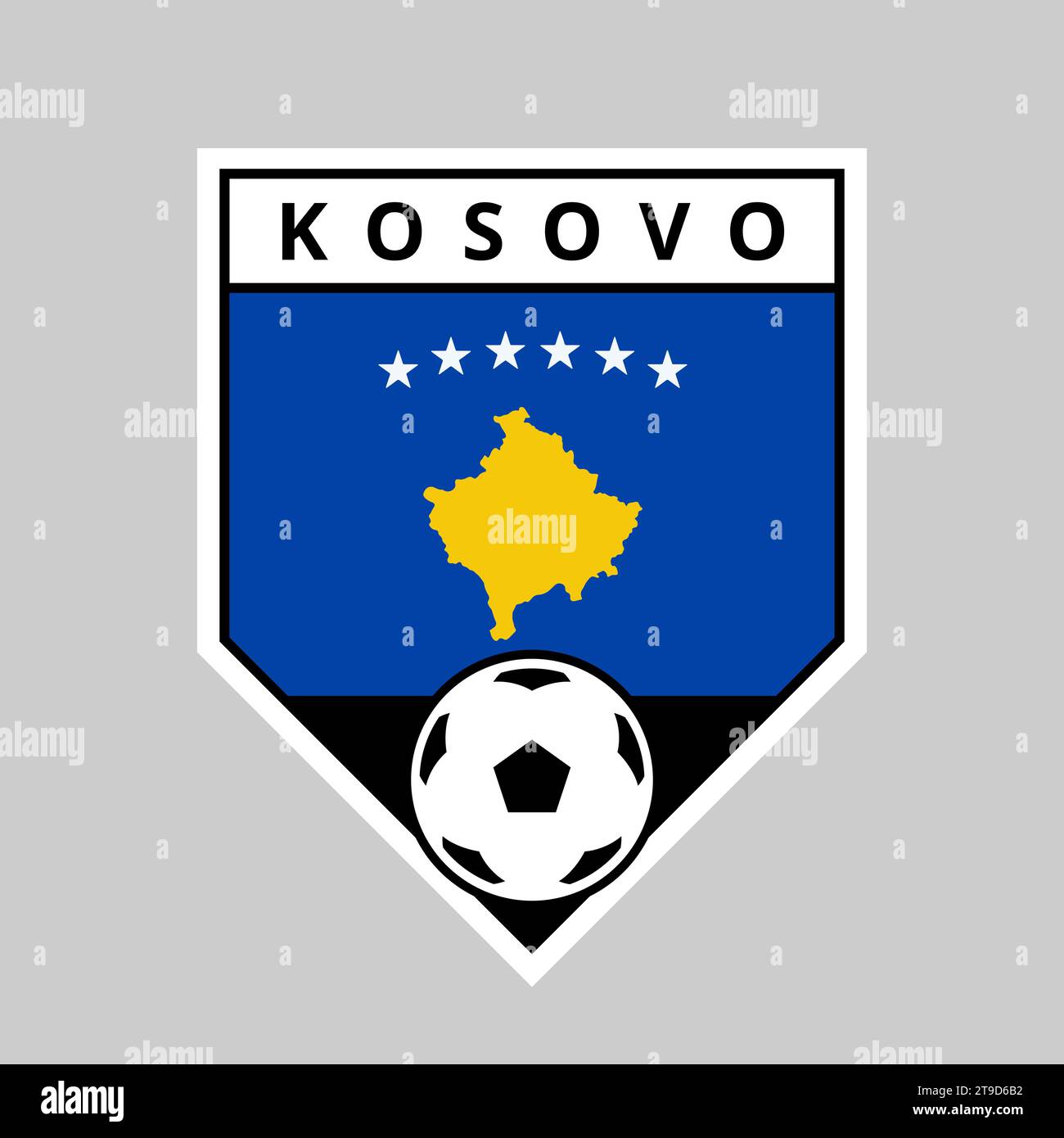 Illustration of Angled Shield Team Badge of Kosovo for Football Tournament Stock Vector