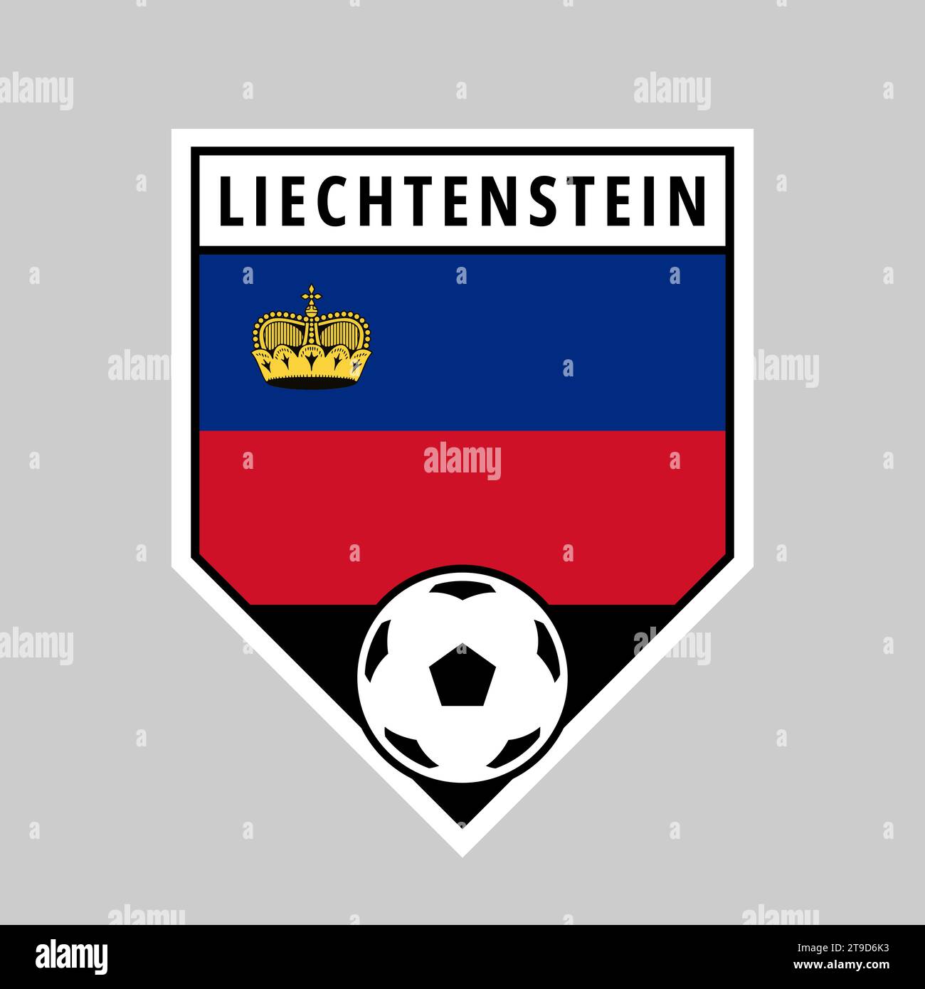 Illustration of Angled Shield Team Badge of Liechtenstein for Football Tournament Stock Vector