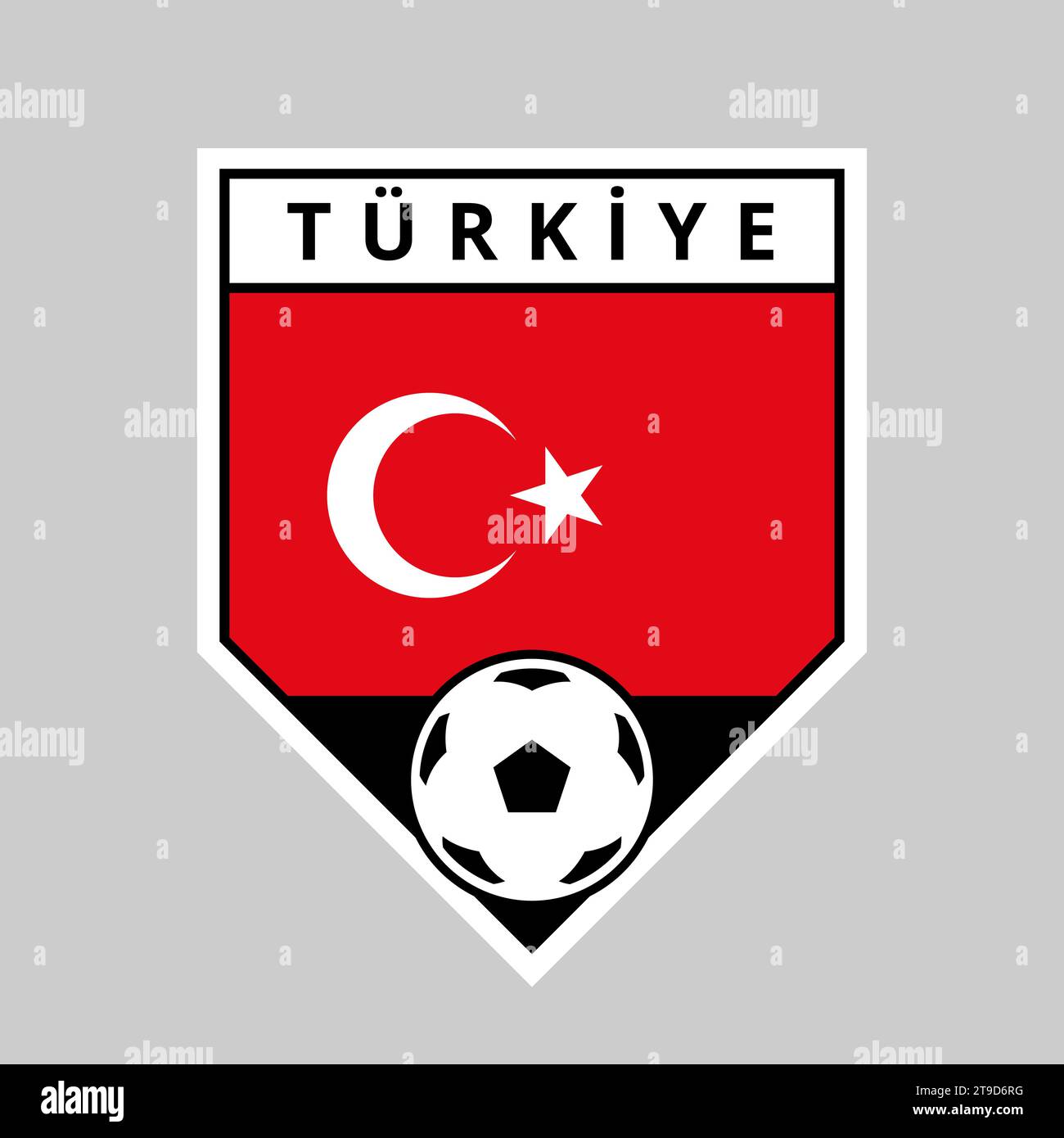 Illustration Of Angled Shield Team Badge Of Turkiye For Football Tournament Stock Vector Image