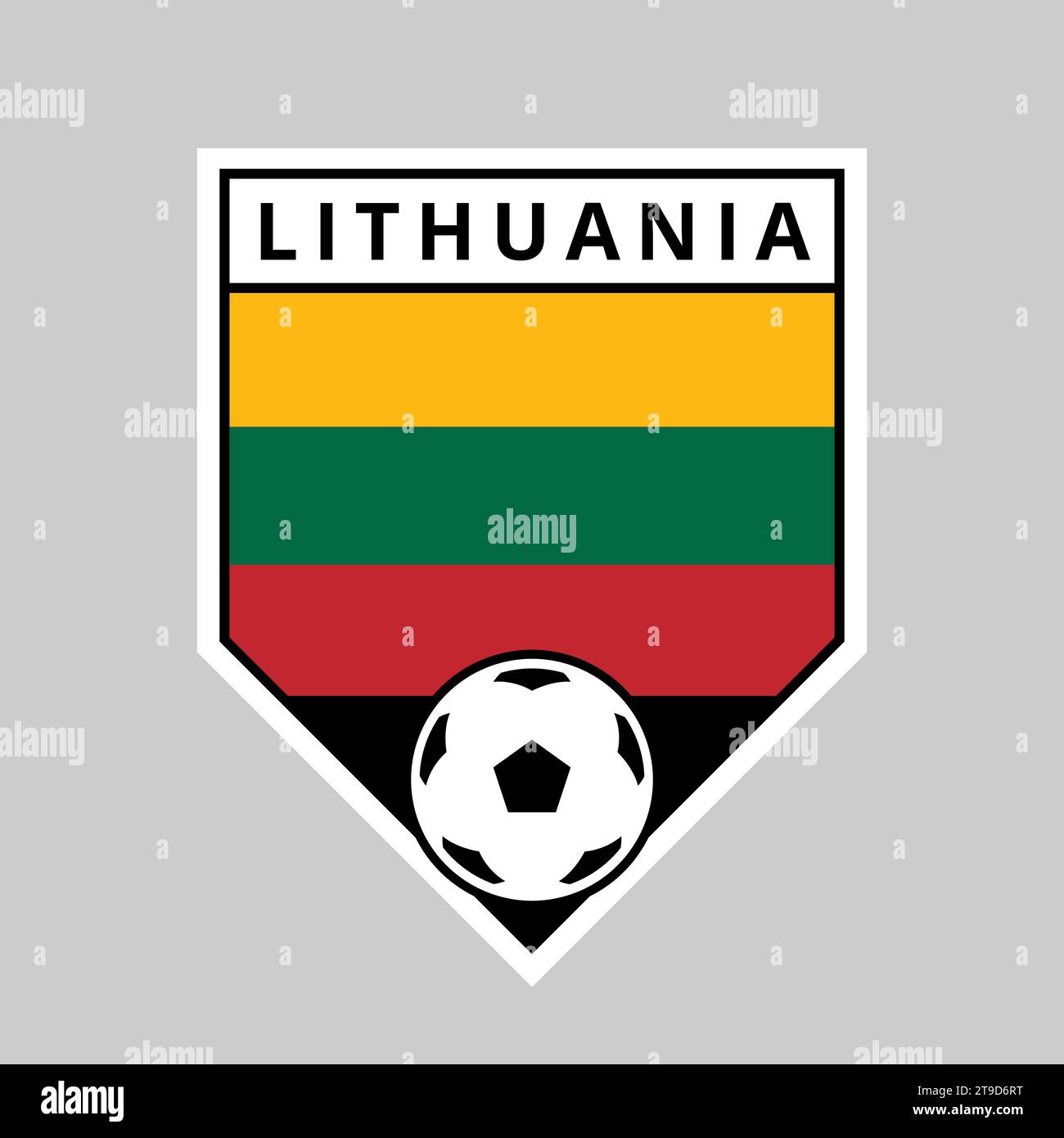 Illustration of Angled Shield Team Badge of Lithuania for Football Tournament Stock Vector