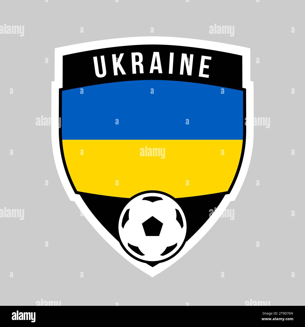Illustration of Shield Team Badge of Ukraine for Football Tournament Stock Vector