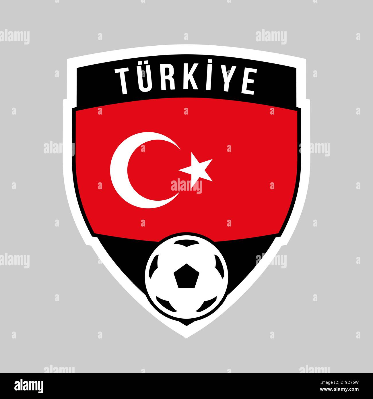 Illustration of Shield Team Badge of Turkiye for Football Tournament Stock Vector