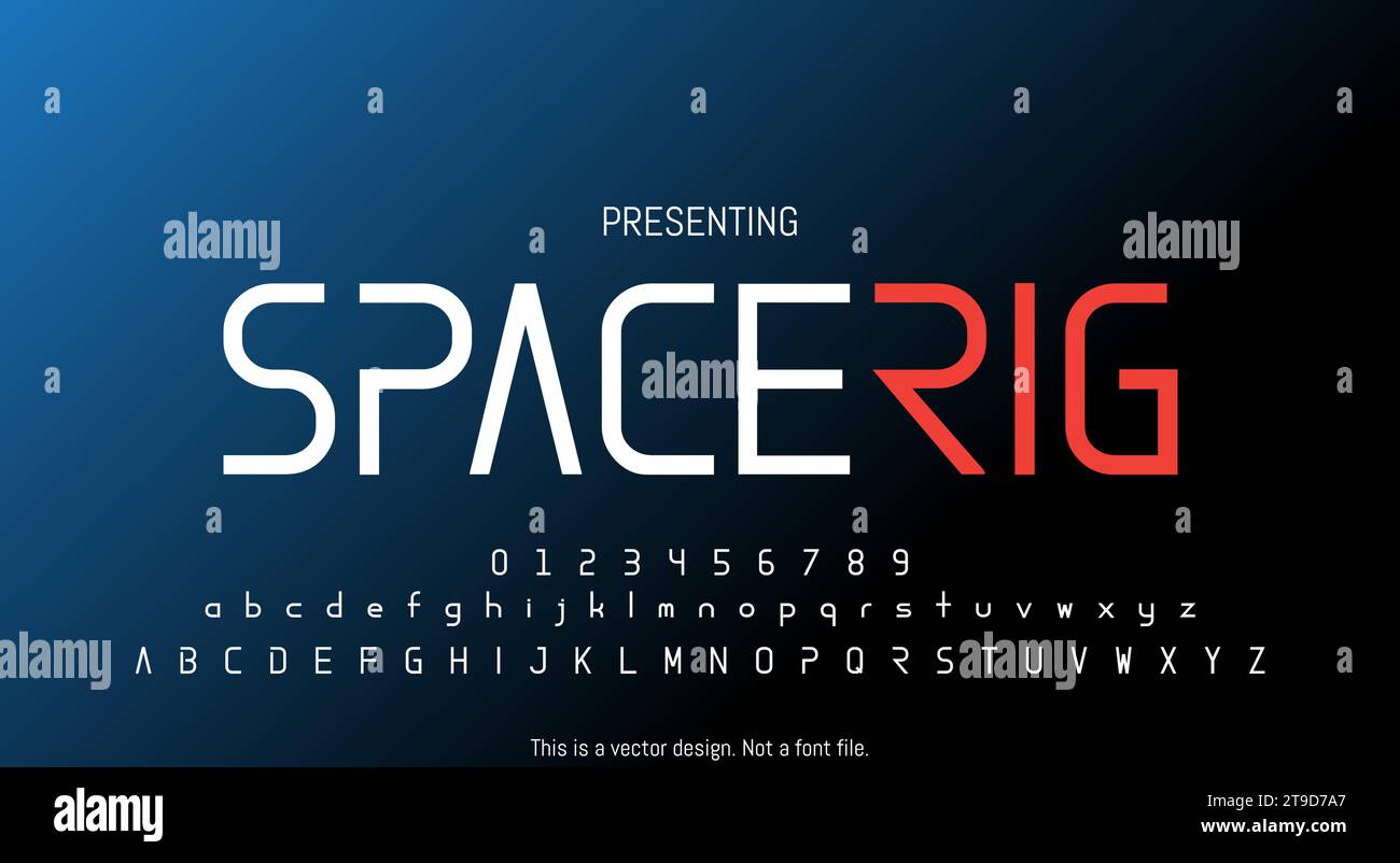 Modern Abstract Spacerig Font Design for English Alphabet with Letters ...