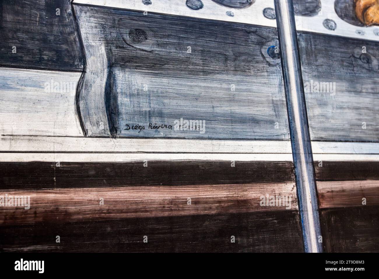 Diego Rivera's signature on a mural at the Detroit Institute of Arts. The Mexican artist Diego