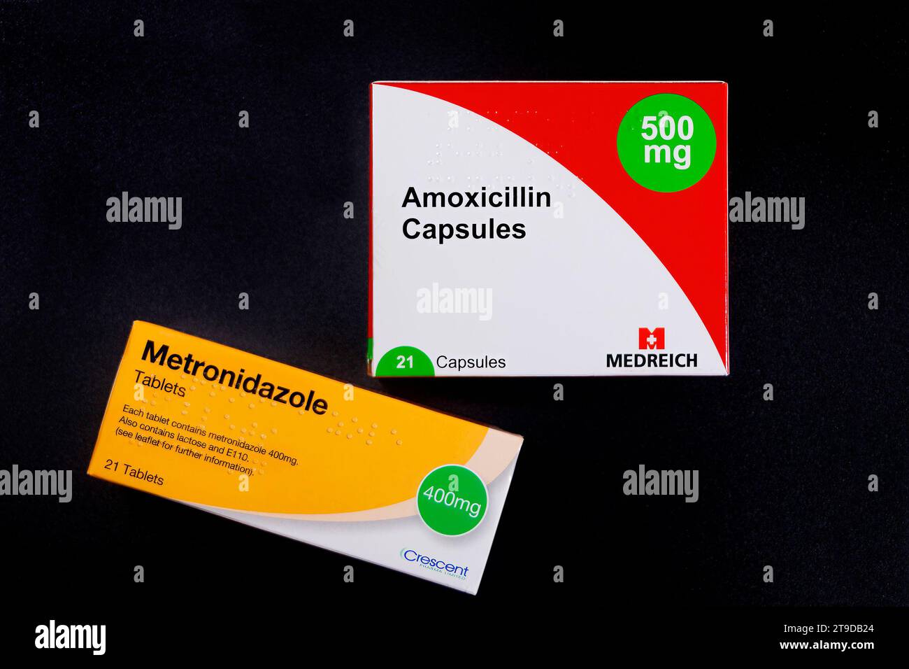 Amoxicillin capsules 500mg and Metronidazole tablets 400mg antibiotic