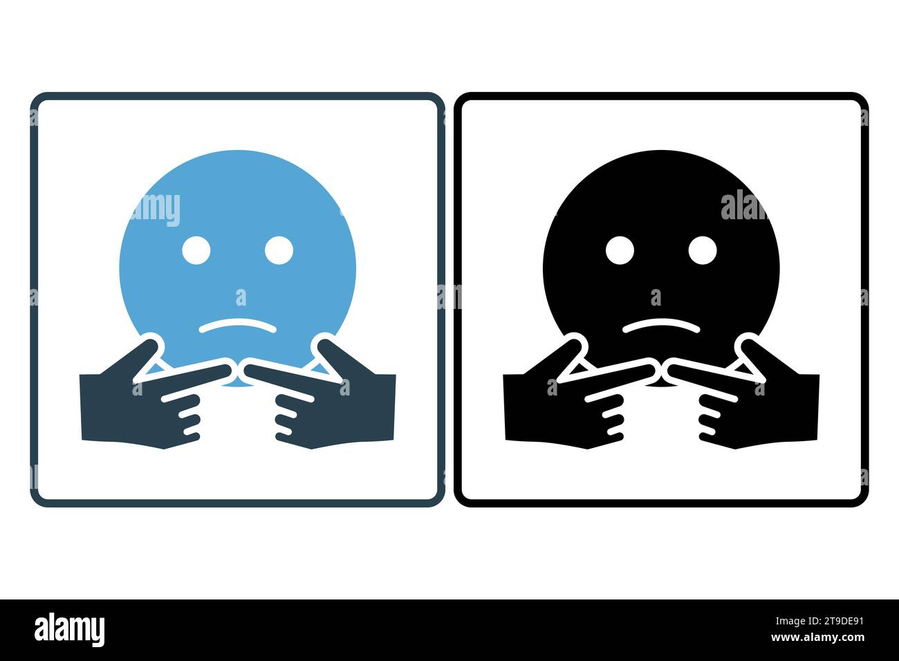 shyness icon. icon related to confusion. solid icon style. simple vector design editable Stock Vector