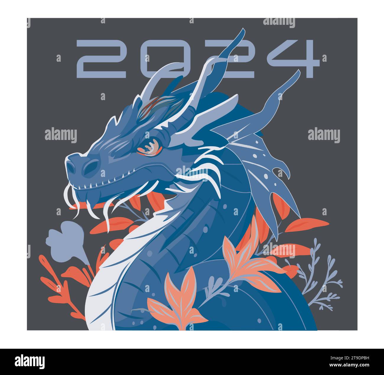 Dragon 2024 banner. Vector poster calendar oriental Chinese New Year. Year of the Dragon paper cut. Bright colored zodiac dragon. Poster card Stock Vector