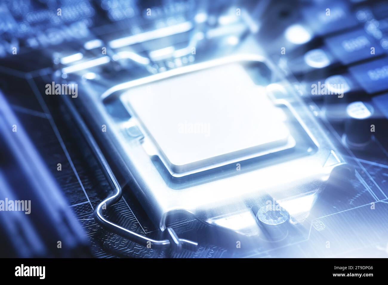 Closeup of shining computer processor CPU with blank space for design Stock Photo