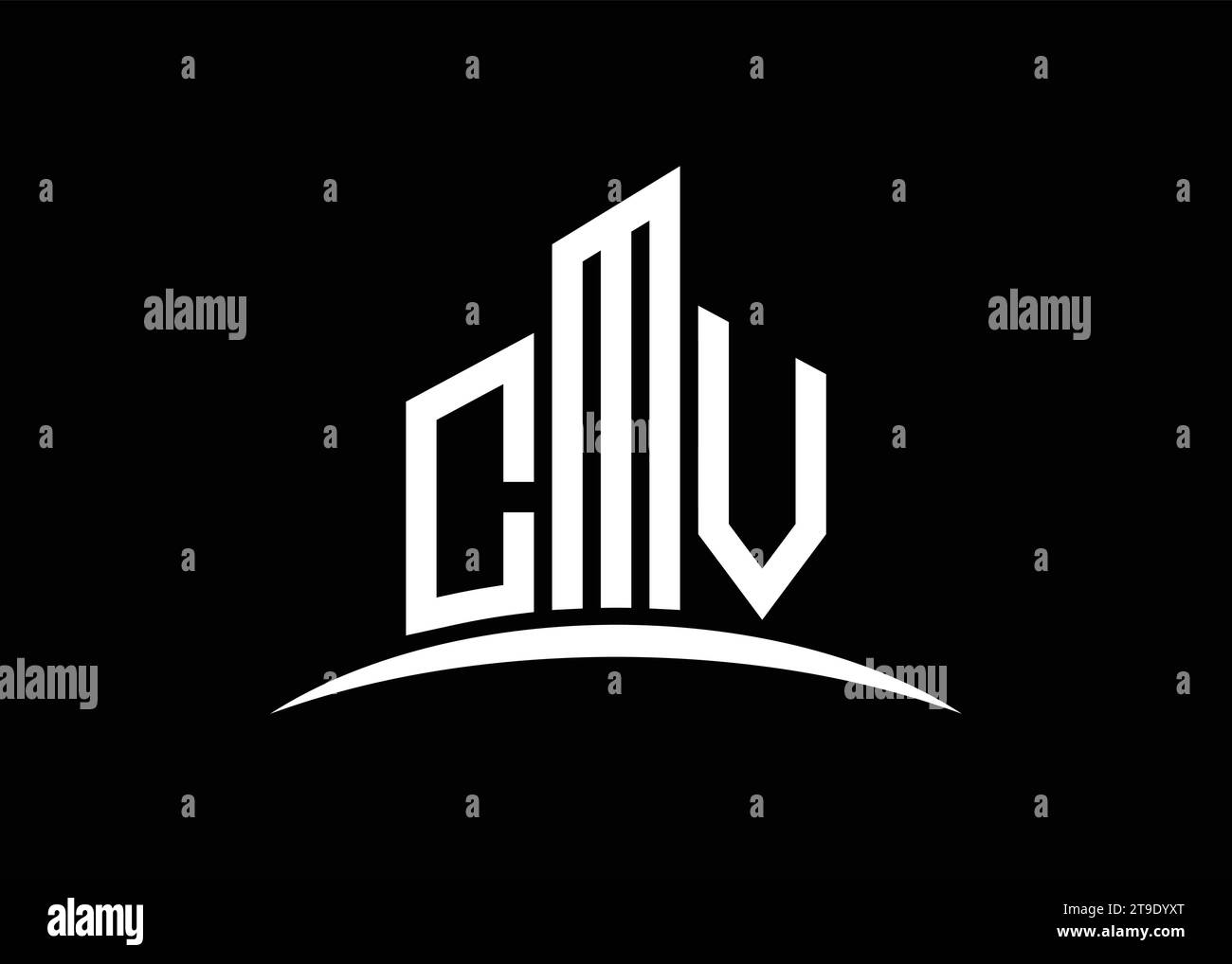 Letter CMV building vector monogram logo design template. Building Shape CMV logo. Stock Vector