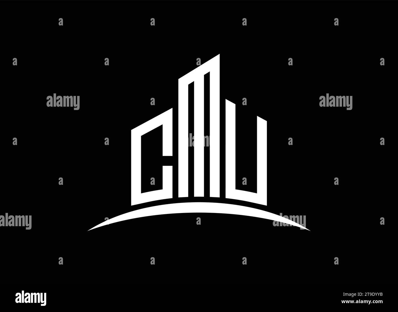 Letter CMU building vector monogram logo design template. Building