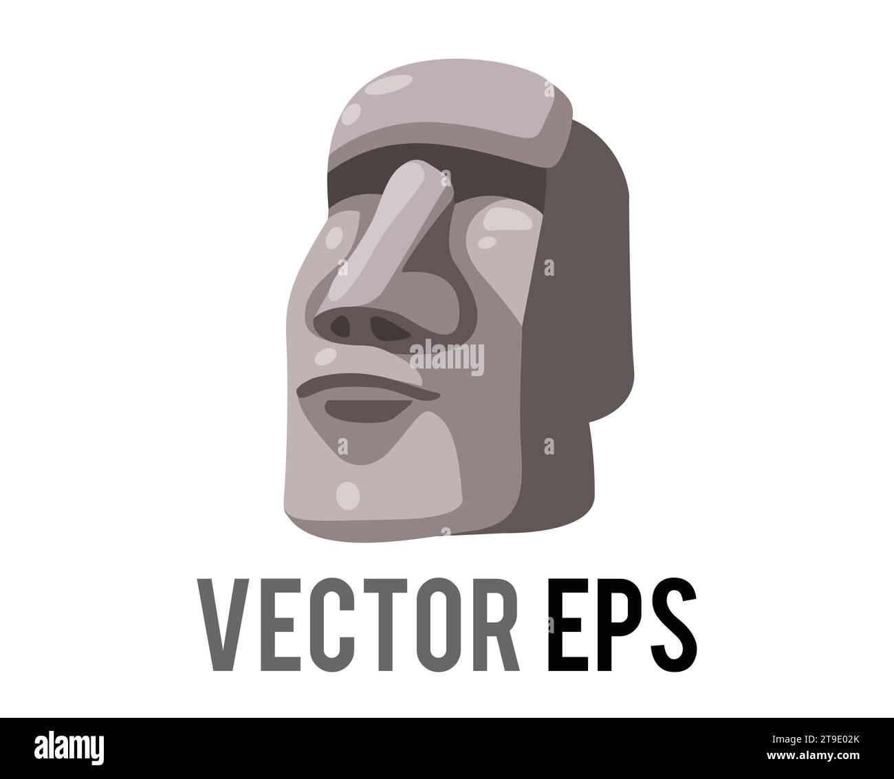 Moai icon, giant stone statues of human figures on Easter Island Stock