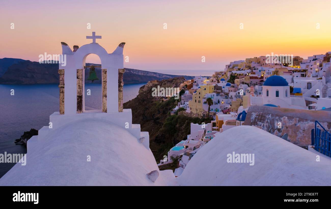 Sunset at Oia Santorini Greece a traditional Greek village in Santorini