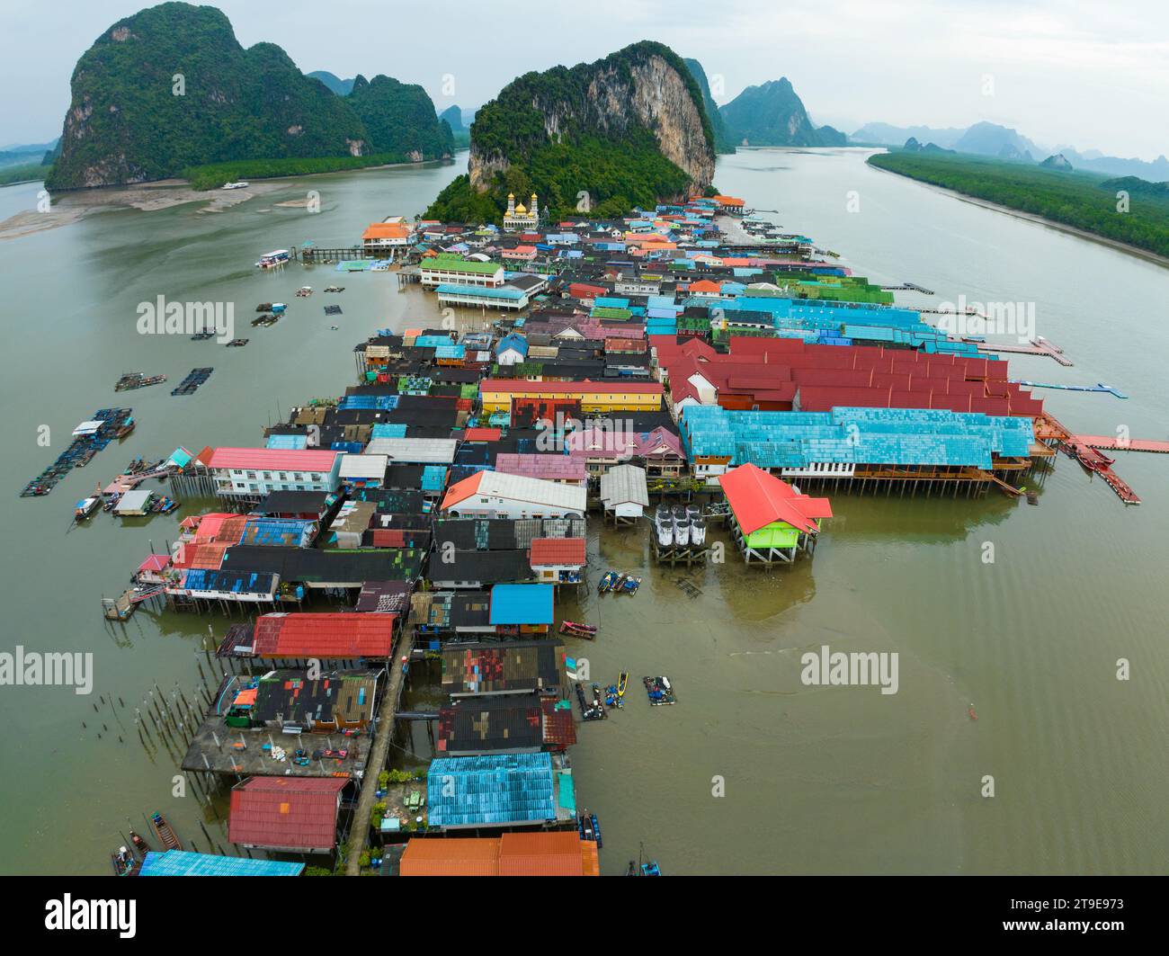 Aerial view of Panyee island in Phang Nga Thailand,High angle view ...