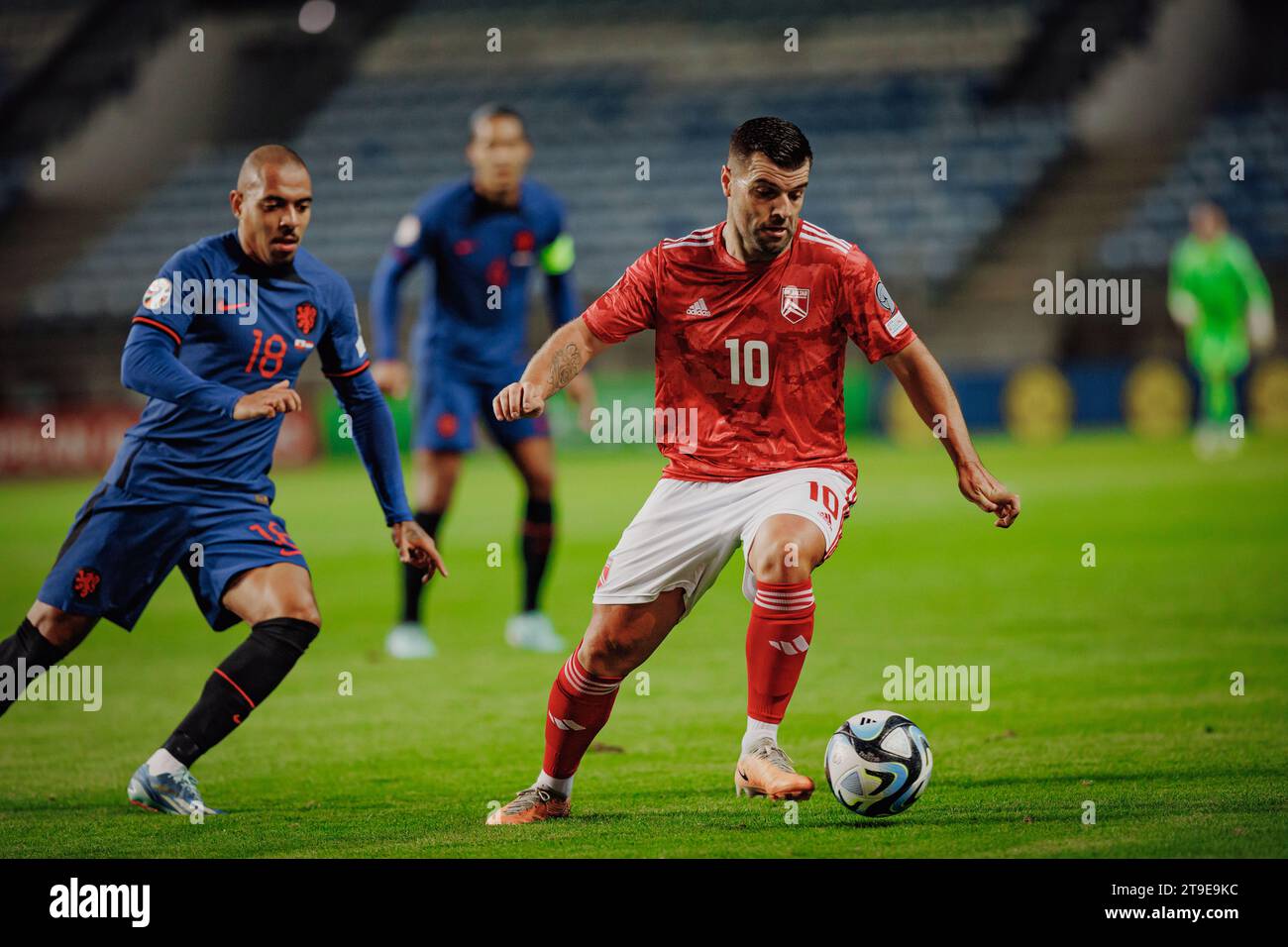 Liam Walker  during UEFA Euro 2024 qualifying game between  national teams of Gibraltar and Netherlands, Estadio Algarve, Loule, Faro, Portugal. (Maci Stock Photo