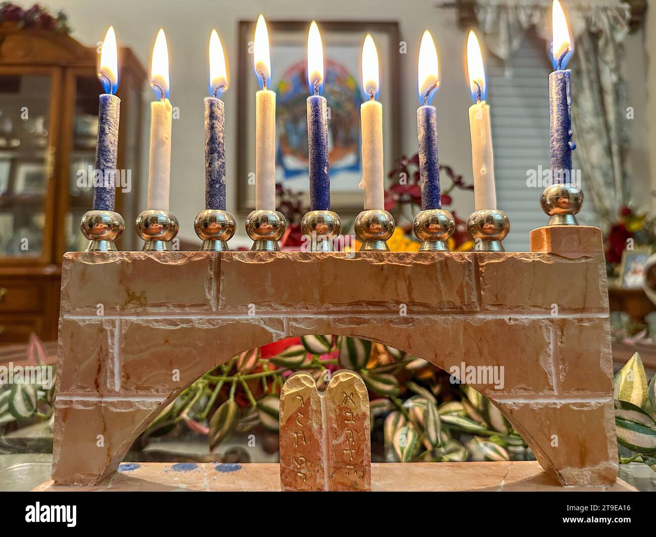 Pheonix, Arizona, USA. 24th Nov, 2023. A menorah with all candles lit