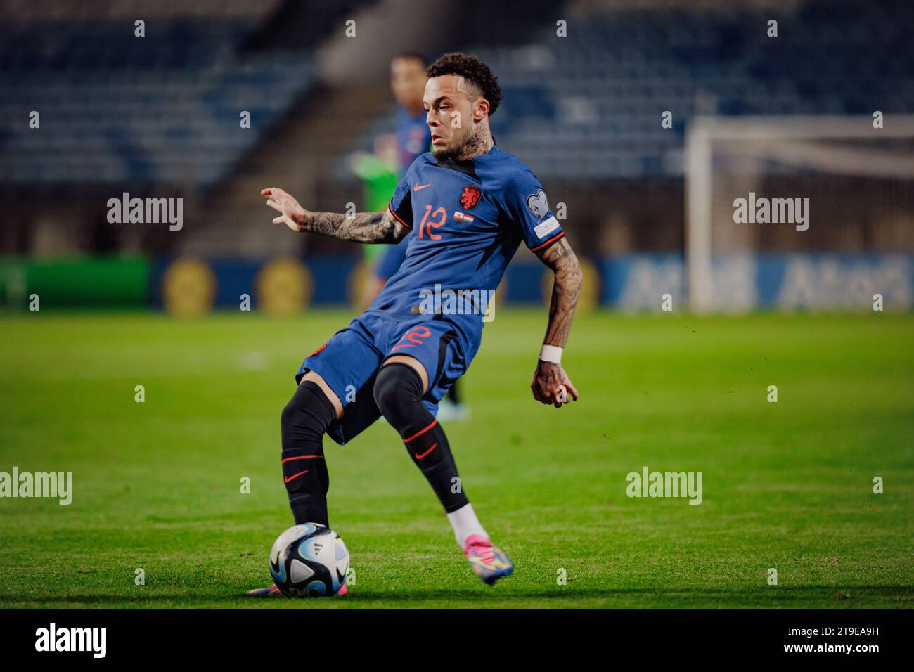 Quilindschy Hartman  during UEFA Euro 2024 qualifying game between  national teams of Gibraltar and Netherlands, Estadio Algarve, Loule, Faro, Portuga Stock Photo
