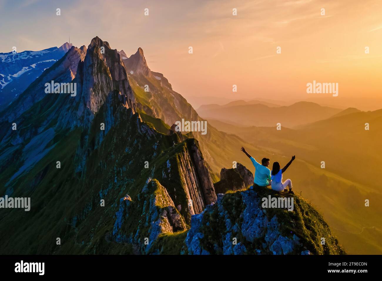 Schaeffler Mountain Ridge Swiss Alpstein, Appenzell Switzerland sunset