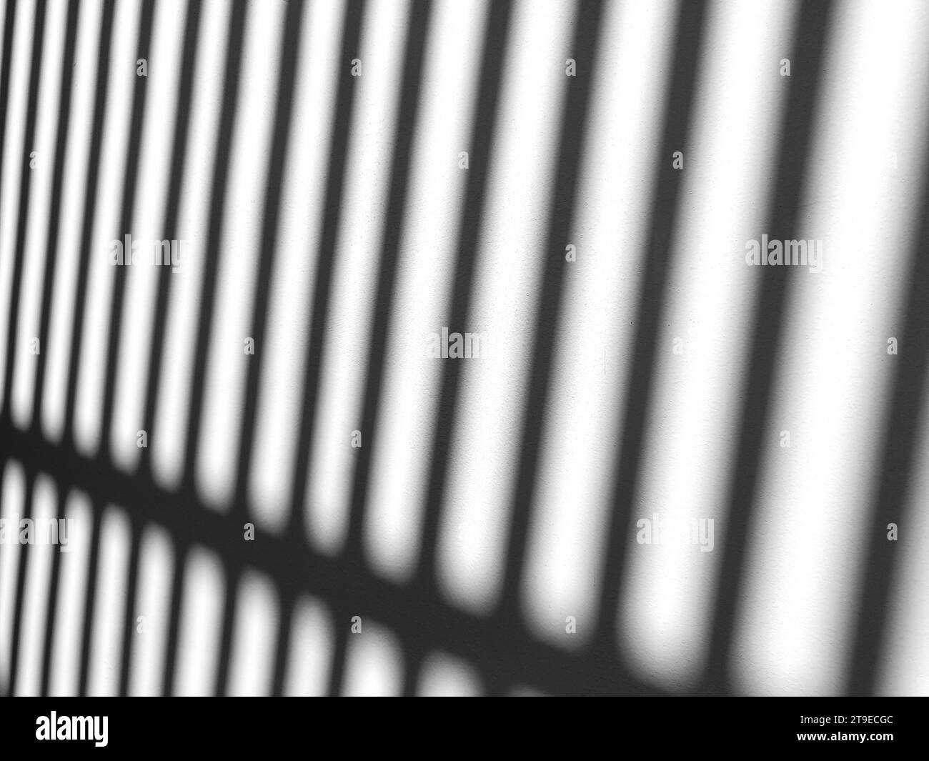 Window shadow drop on white wall background. Sunlight architecture background. Stock Photo