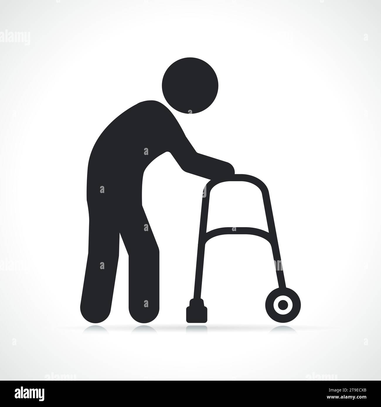 Illustration of walker disabled black icon isolated Stock Vector