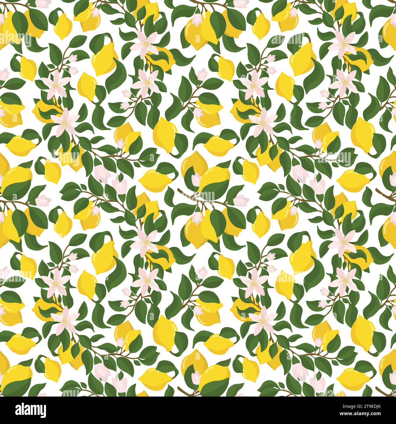 cute modern summer seamless vector pattern background illustration with  lemon, lemon slice, seeds and flowers Stock Vector