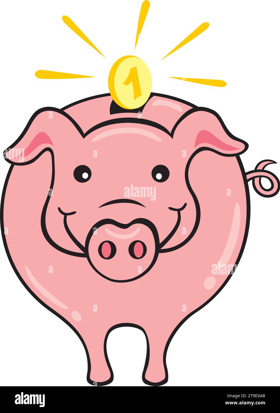 Illustration of gold coin in a pink piggy bank Stock Vector Image & Art ...