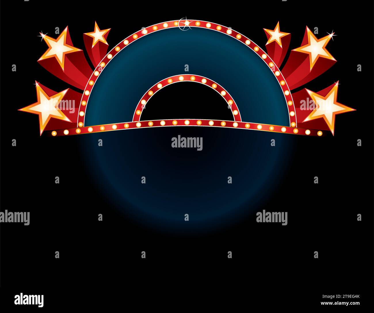 Stars over empty red and blue neon Stock Vector