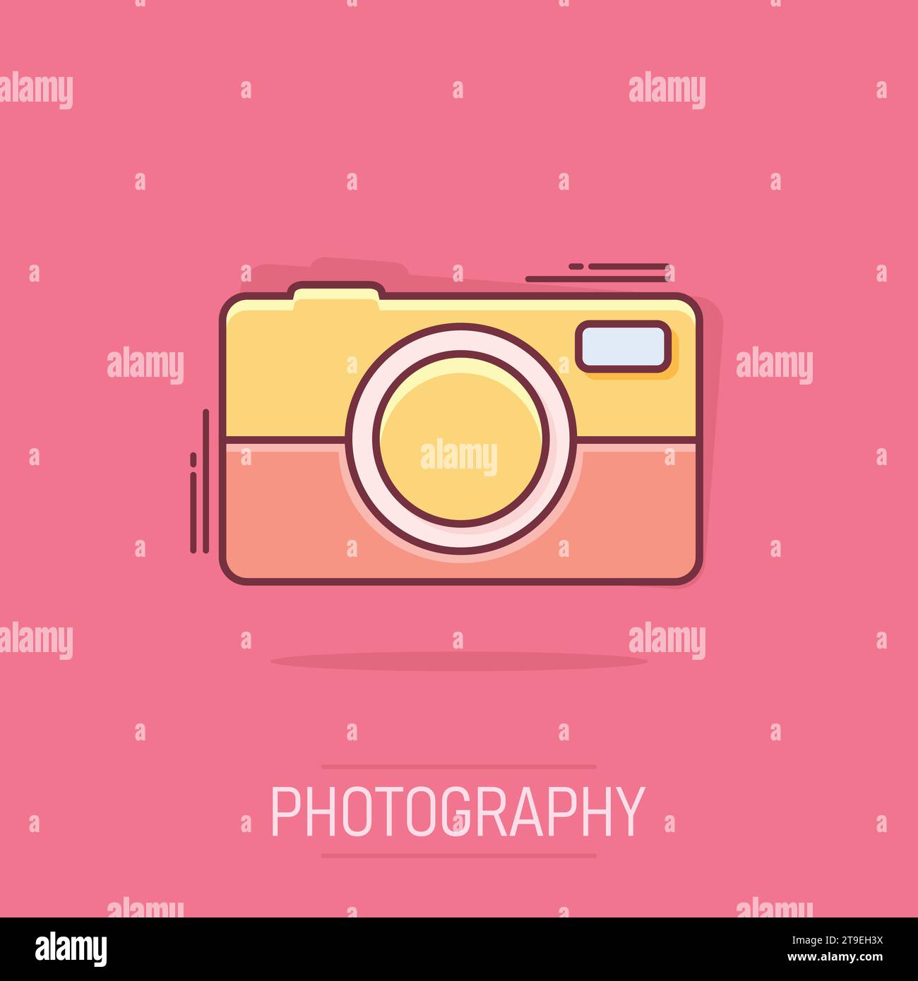 Vector cartoon photo camera icon in comic style. Photographer cam sign ...