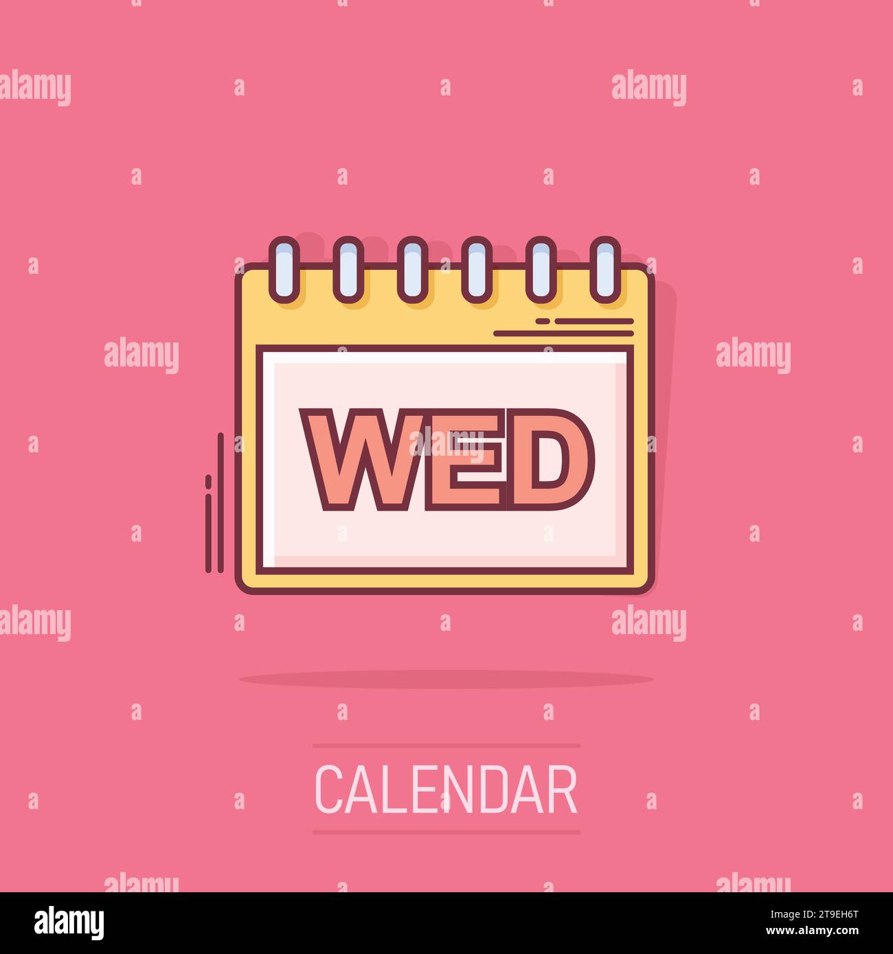 Vector cartoon wednesday calendar page icon in comic style. Calendar sign illustration pictogram. Wednesday agenda business splash effect concept. Stock Vector