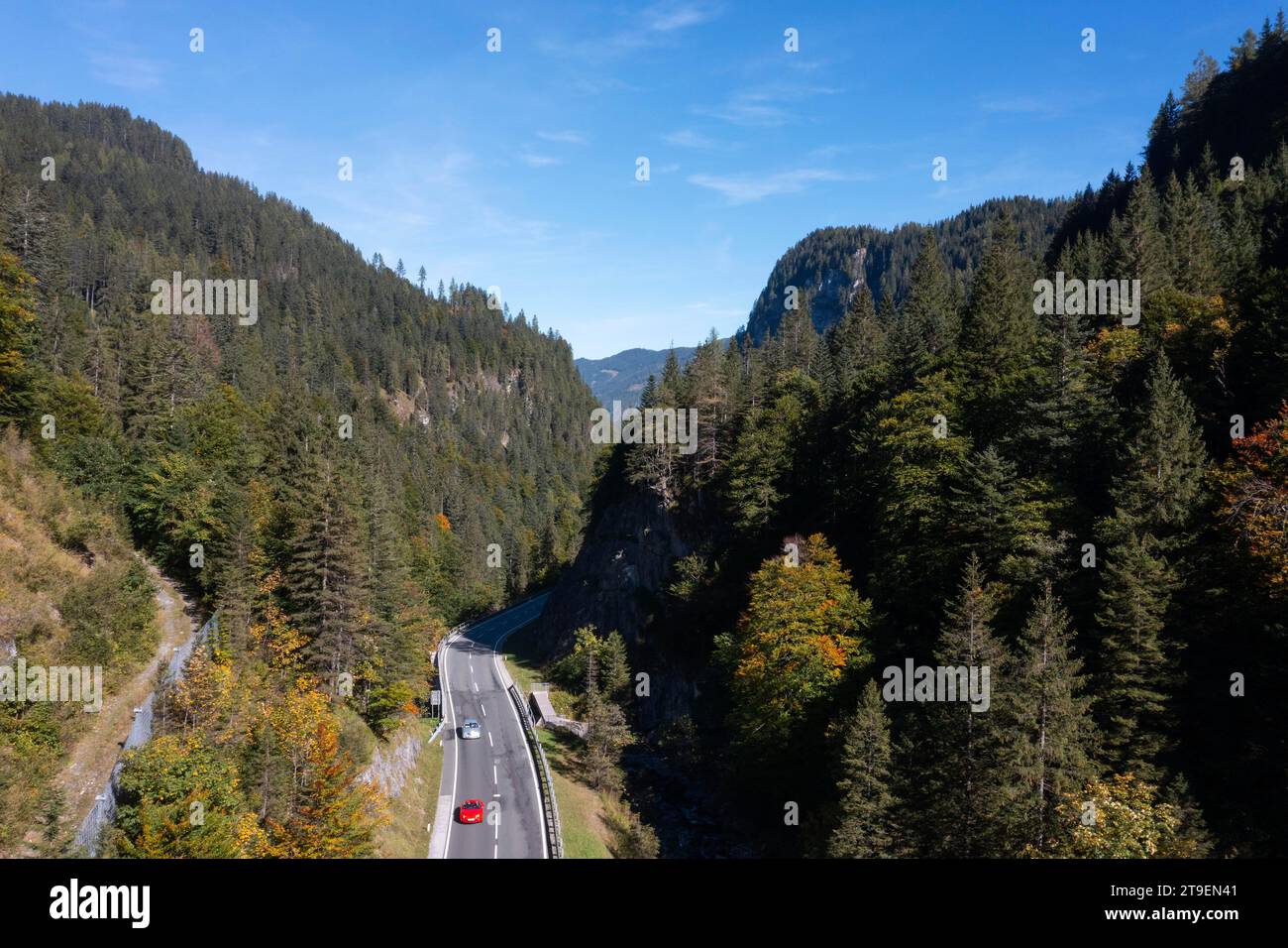 Drone image, Radstaetter Tauern Pass near Untertauern, Pongau, Salzburg province, Austria Stock Photo