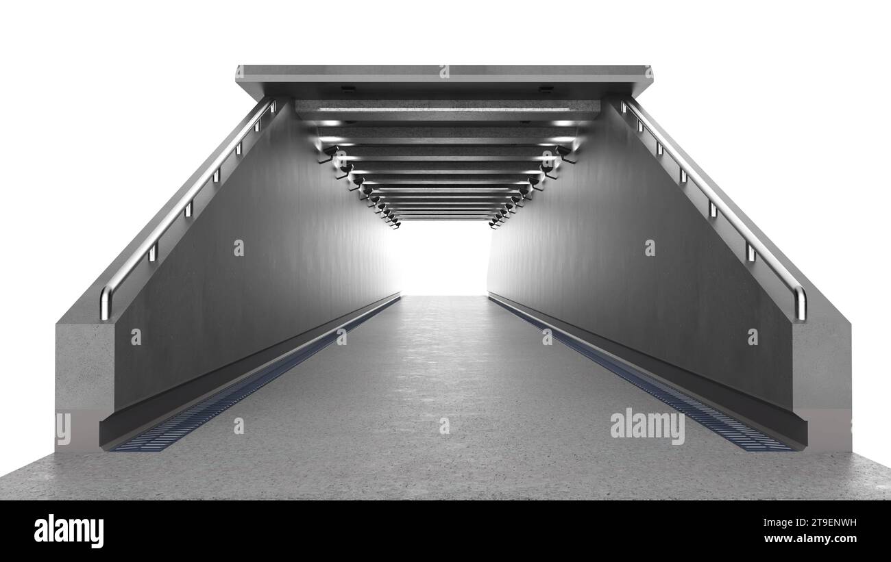 3d rendering empty tunnel or walkway hall space interior isolated on ...