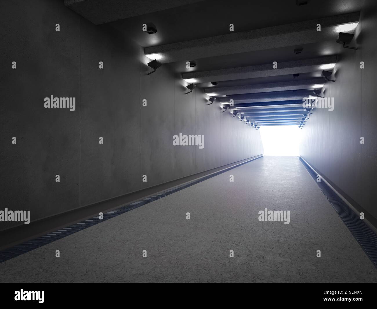 3d rendering empty tunnel or walkway hall space interior Stock Photo ...