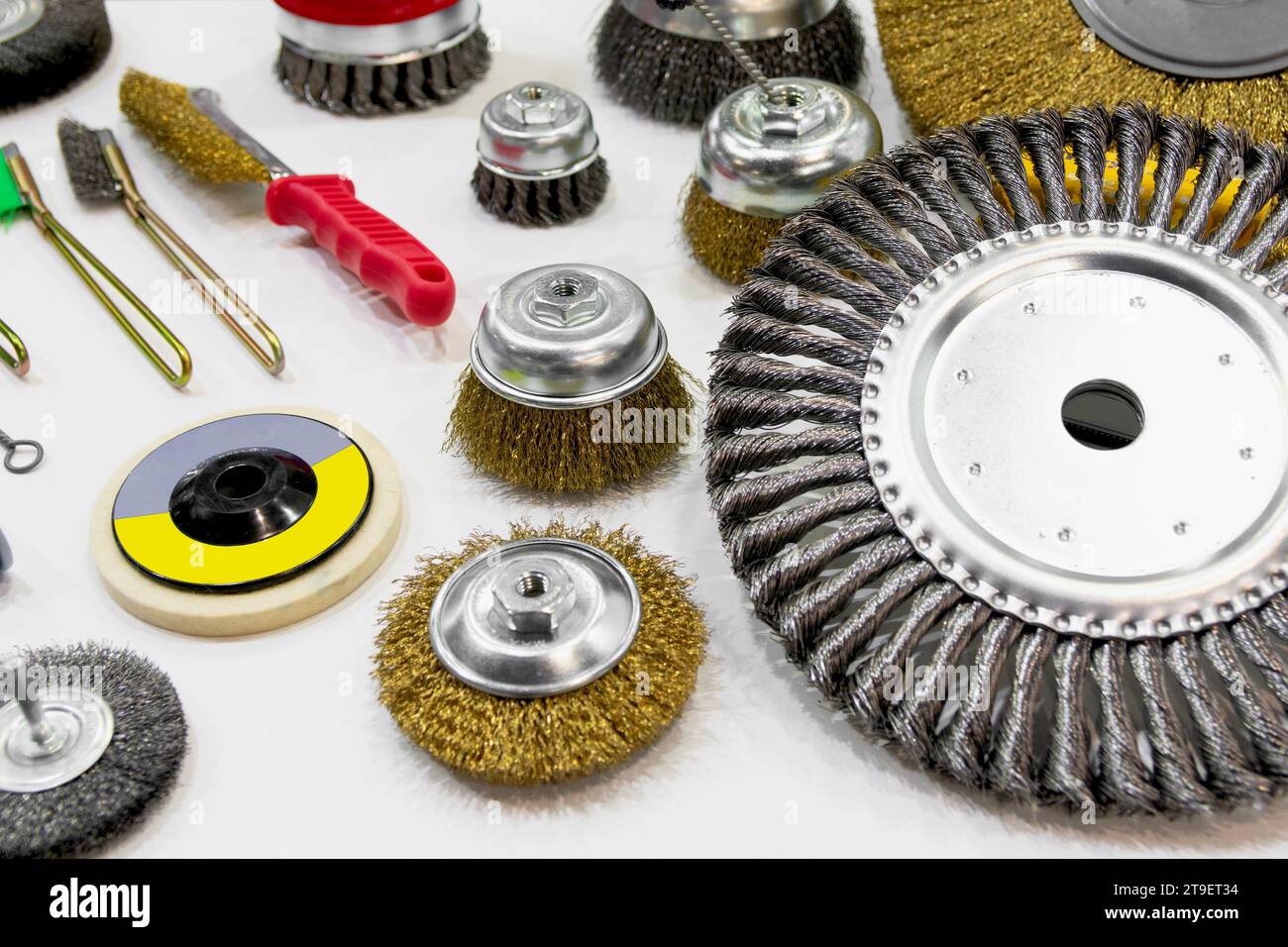 Abrasive tools and round brush set. Abrasive rotary wheels.Metal