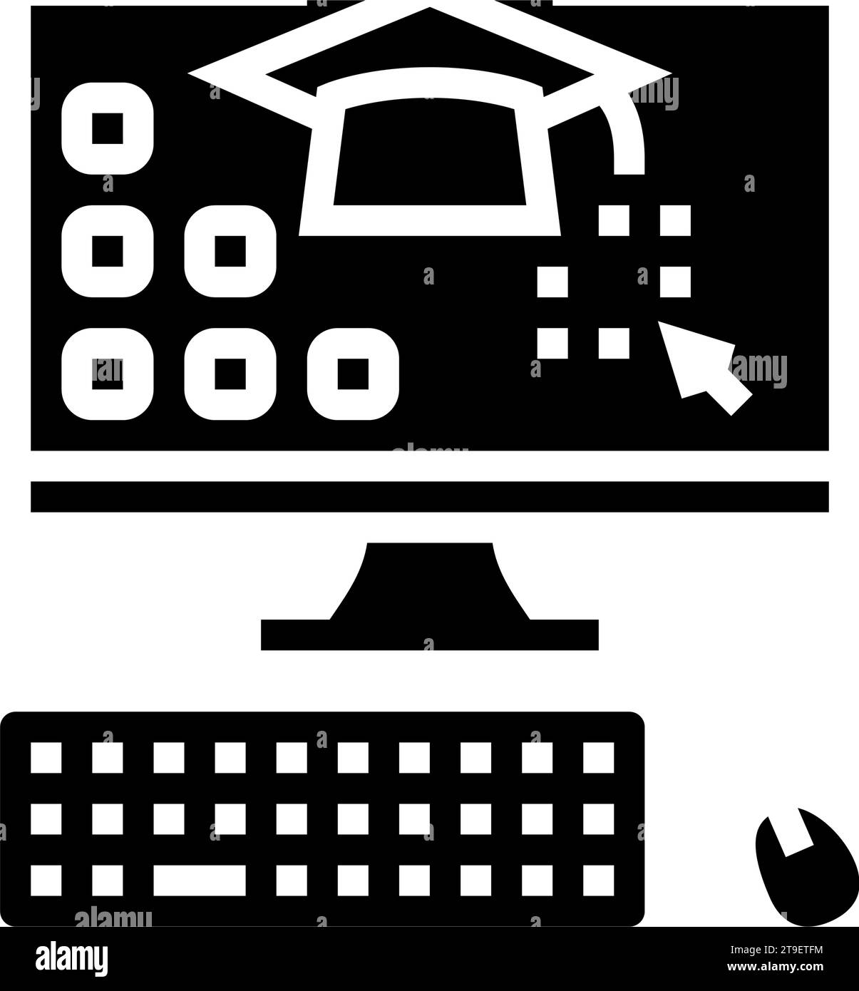 computer skills primary school glyph icon vector illustration Stock Vector