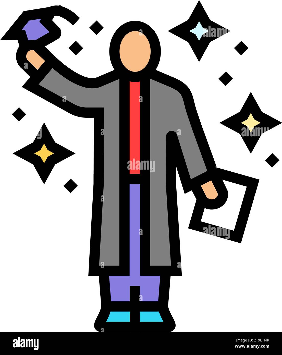 graduation day college teacher color icon vector illustration Stock ...