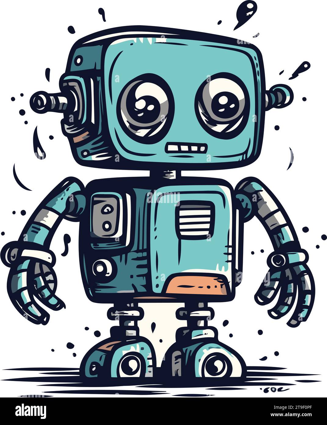 simple vector drawing in doodle style. robot. cute robot hand