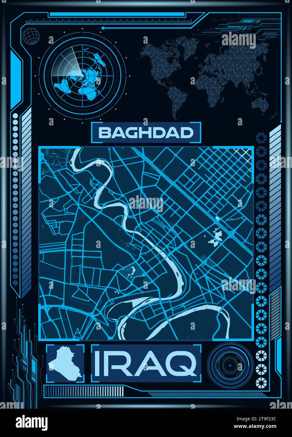 An illustration of an aerial map of Baghdad, Iraq Stock Photo Alamy